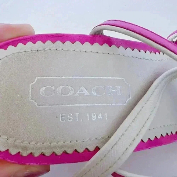 y2k Vintage Coach Barbie Pink Strappy Wedges Heels Sandals Women's Size 6.5 US - Picture 8 of 11